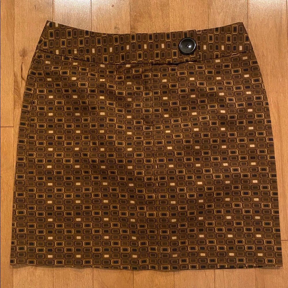 Bandolino Brown & Gold Geometric Mini skirt!! Retro Y2K  Size 12